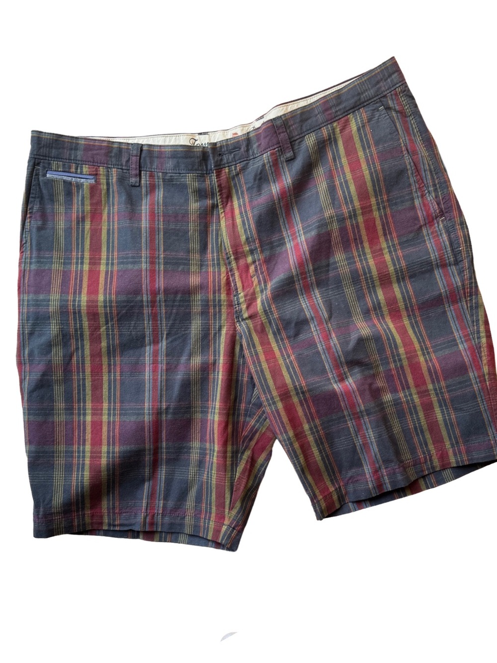 Tommy Bahama Mens Shorts 40 Blue Red Yellow Cotton Plaid Check Madras Golf Beach